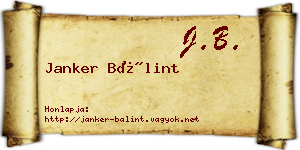Janker Bálint névjegykártya